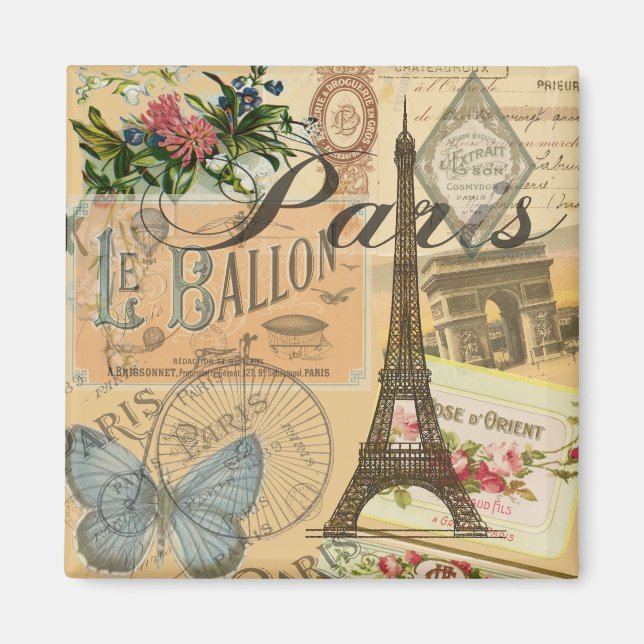 Paris Frankreich Vintage Reisen Kunstvoll wandern Magnet (Vorne)