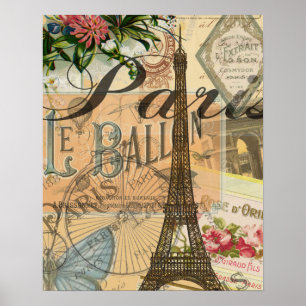 Paris Frankreich Vintage Reisen Kunstvoll wandern Poster