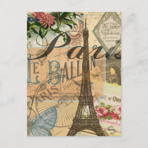 Paris Frankreich Vintage Reisen Kunstvoll wandern Postkarte