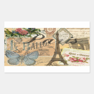 Paris Frankreich Vintage Reisen Kunstvoll wandern Rechteckiger Aufkleber