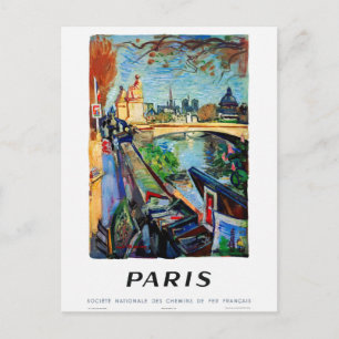 Paris Frankreich Vintage-Reiseposter restauriert Postkarte