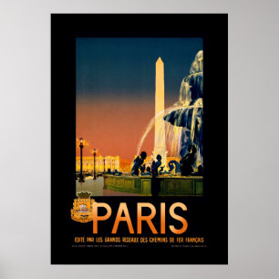 Paris, Frankreich Vintage Travel Art Poster