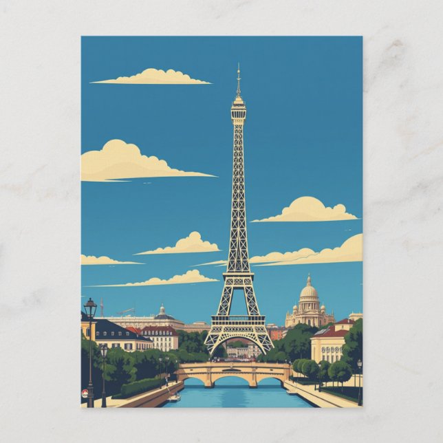Paris, Frankreich Vintage Travel Art Postkarte (Vorderseite)