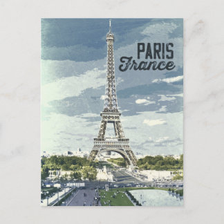 Paris, Frankreich - Vintages Retro Artwork Poster Postkarte