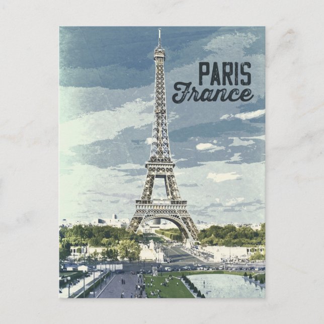 Paris, Frankreich - Vintages Retro Artwork Poster Postkarte (Vorderseite)