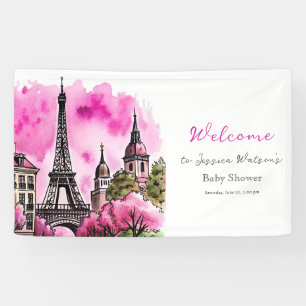Paris Französisch Bonjour Bebe Pink Black Baby Dus Banner