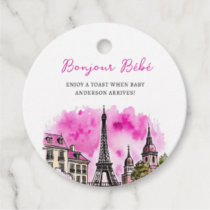 Paris Französisch Bonjour Bebe Pink Black Baby Dus Geschenkanhänger