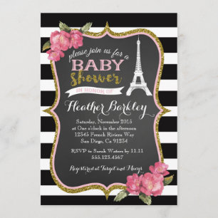 Paris Französisch Eiffel Tower Babydusche Einladun Einladung