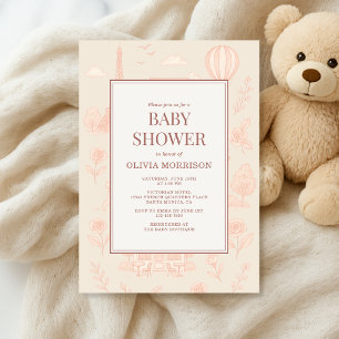 Paris Französische Toile Baby Shower Einladung