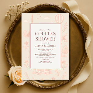 Paris Französische Toile Couples Dusche Einladung
