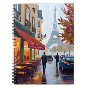 Paris Französisches Café Eiffelturm Aquarell Notizblock
