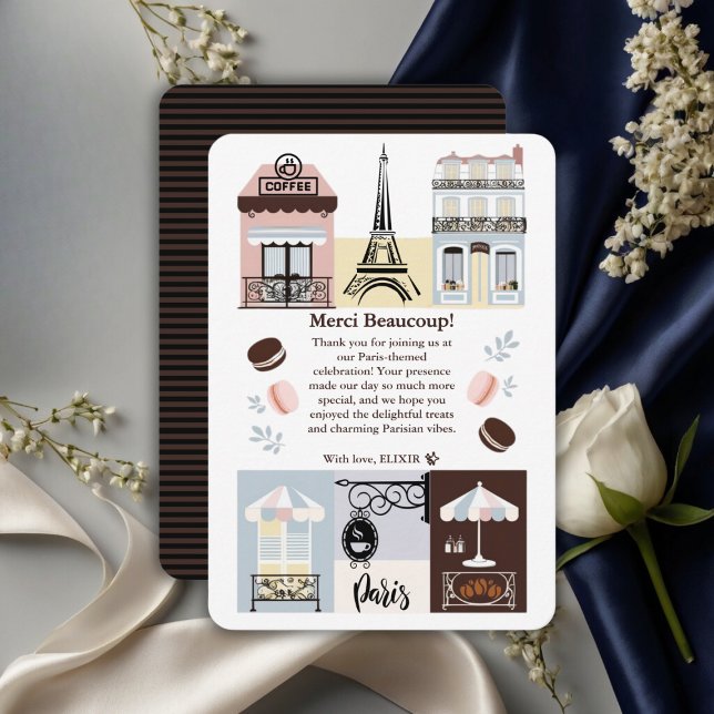 Paris French Cafe Patisserie Baby Shower Dankeskarte (Von Creator hochgeladen)