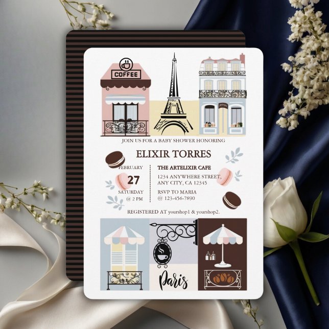 Paris French Cafe Patisserie Baby Shower Einladung (Von Creator hochgeladen)