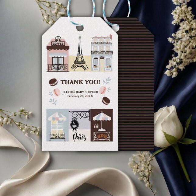 Paris French Cafe Patisserie Baby Shower Geschenkanhänger (Von Creator hochgeladen)