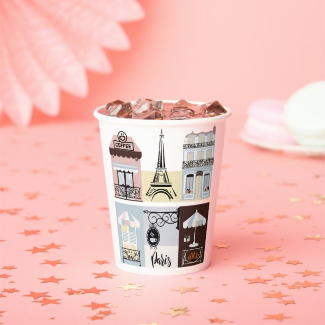 Paris French Cafe Patisserie Baby Shower Pappbecher (Insitu)