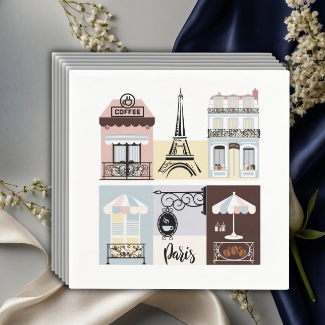 Paris French Cafe Patisserie Baby Shower Serviette (Von Creator hochgeladen)