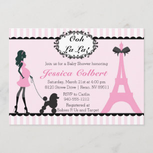 Paris French Eiffel Tower Baby Dusche Einladung