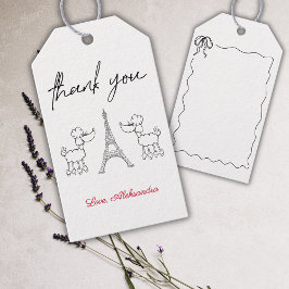 Paris French Poodles Baby Dusche Black Pink Geschenkanhänger