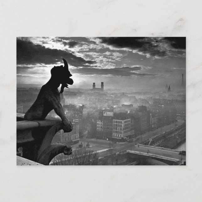 Paris Gargoyle 1920 Postkarte (Vorderseite)