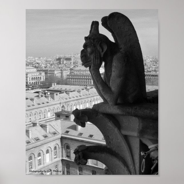 Paris Gargoyle B&W Poster (Vorne)