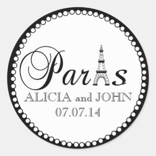 Paris Gastgeschenk Hochzeit Aufkleber für die Box 