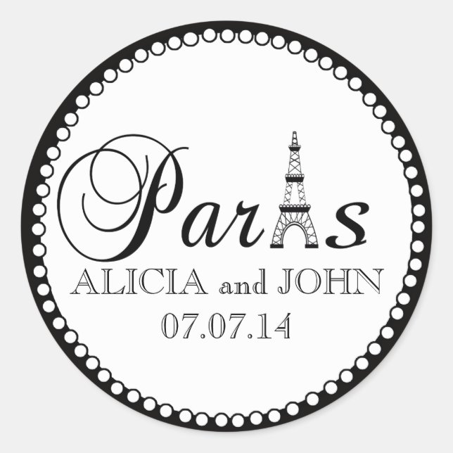 Paris Gastgeschenk Hochzeit Aufkleber für die Box  (Vorderseite)