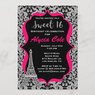 Paris Glam Sweet sixteen Invitation de fête d'anni