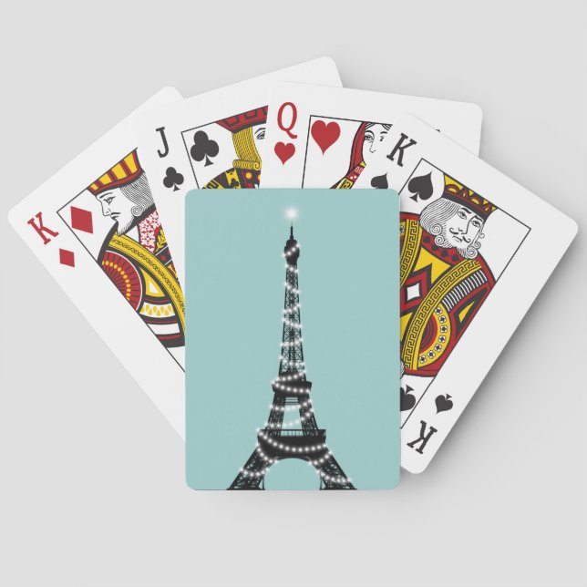 Paris Glitzern Poker Karten türkis Spielkarten (Rückseite)