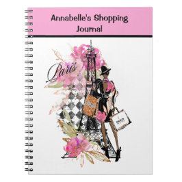 Paris Harlequin Shopping Girl Notizblock