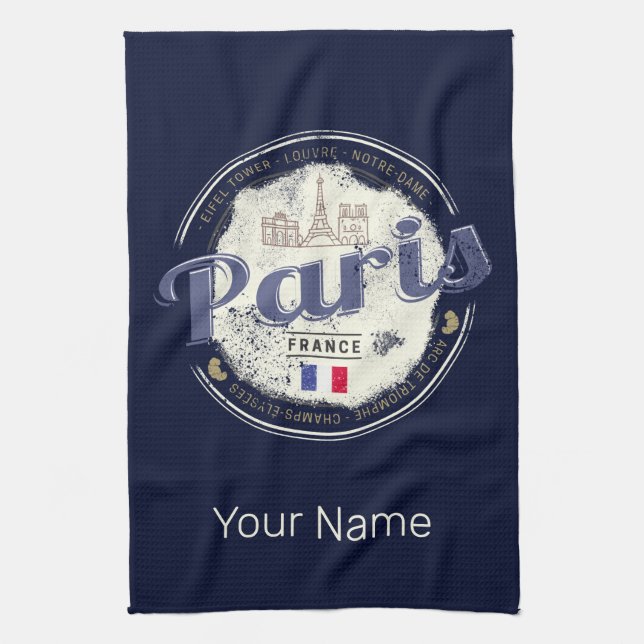 Paris Hauptstadt Frankreich Eiffelturm Vintag Souv Geschirrtuch (Vertikal)