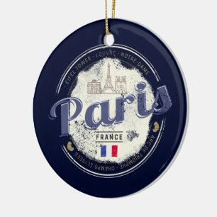 Paris Hauptstadt Frankreich Eiffelturm Vintag Souv Keramik Ornament