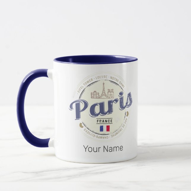 Paris Hauptstadt Frankreich Eiffelturm Vintag Souv Tasse (Links)