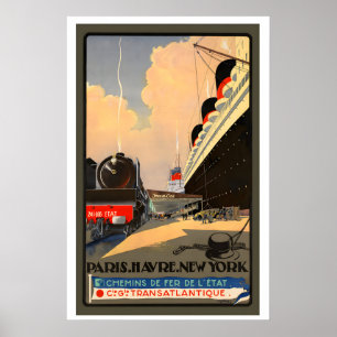 Paris Havre New York Compagnie des chemins de fer  Poster