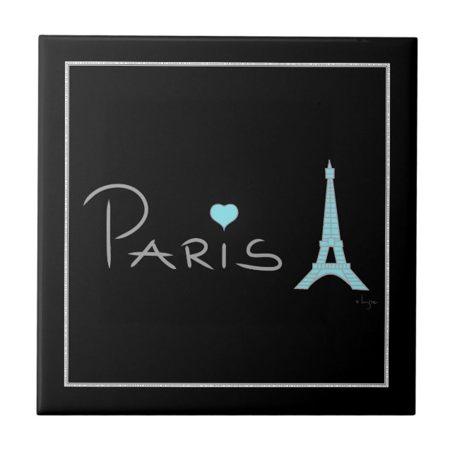 Paris Heart Eiffel Tower Fliese (Vorderseite)
