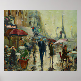 Paris Heavy Rain Café Street Painting aus den 1920 Poster