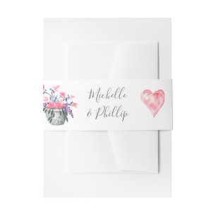 Paris Hochzeit-Aquarell-Wildblumen Einladungsbanderole