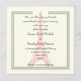 Paris Hochzeit rosa Eiffelturm Klassisches Elfenbe Einladung