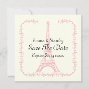 Paris Hochzeitsrosa Eiffelturm Save the Date