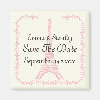 Paris Hochzeitsrosa Eiffelturm Save the Date