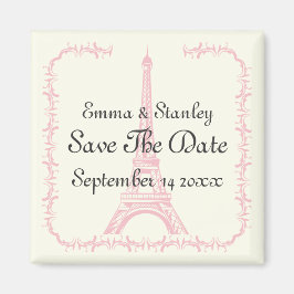 Paris Hochzeitsrosa Eiffelturm Save the Date Magnet