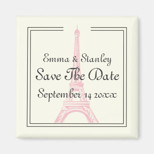 Paris Hochzeitsrosa Eiffelturm Save the Date Magnet