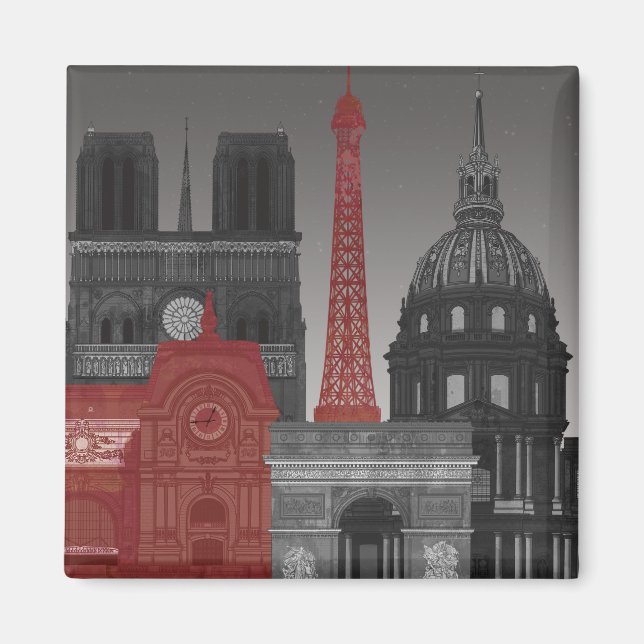 Paris Höhenunterschiede nach Nacht - Rot Magnet (Vorne)