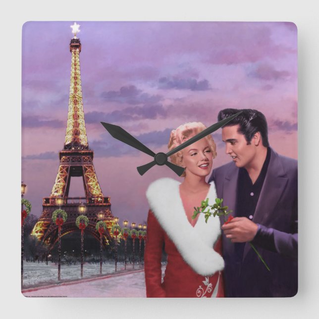Paris Holiday Quadratische Wanduhr (Vorderseite)
