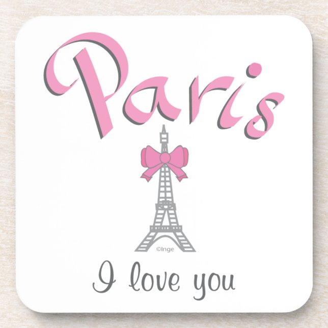 Paris I Liebe Getränkeuntersetzer (Vorderseite)