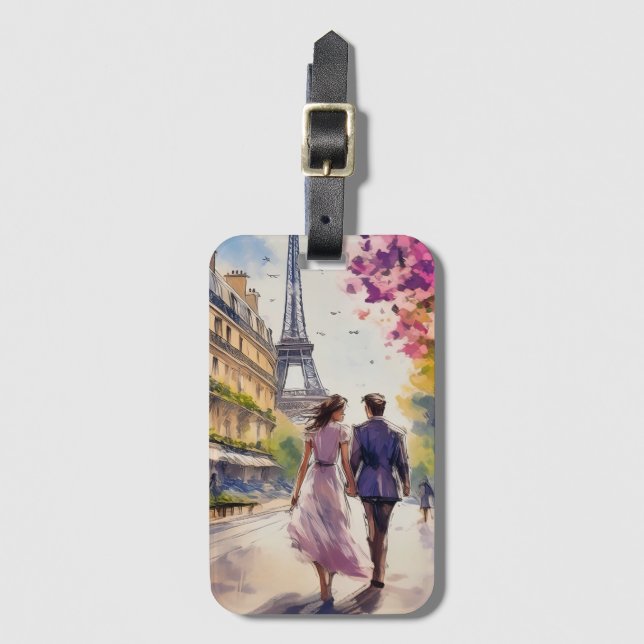 Paris im Frühling Gepäckanhänger (Vorderseite Vertikal)
