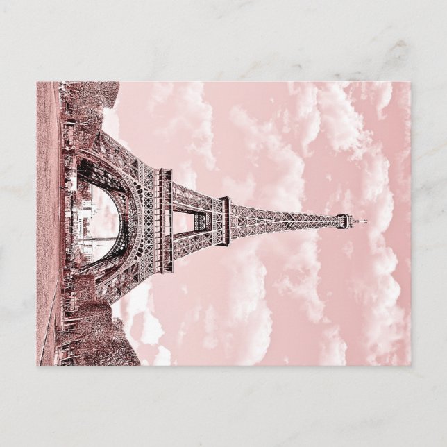 Paris im rosa Eiffelturm Frankreich Postkarte (Vorderseite)