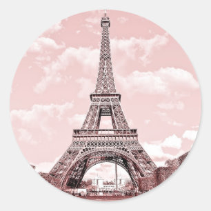 Paris im rosa Eiffelturm Frankreich Runder Aufkleber