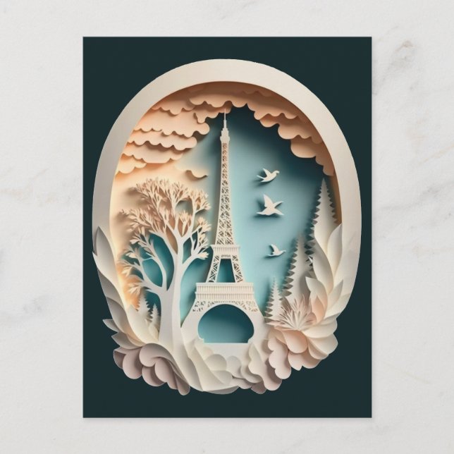 Paris Imitate Papercut Style Postcard Postkarte (Vorderseite)