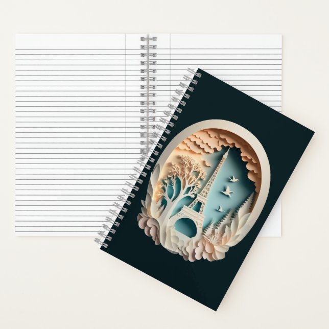 Paris Imitate Papercut Style SpiralNotebook Notizbuch (Innen)