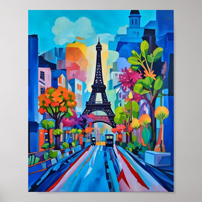 Paris in Farbprint, Wertposter-Papier (Matt) Poster (Vorne)